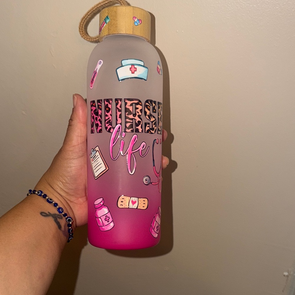 Nurse Life Pink Ombre Water Bottle